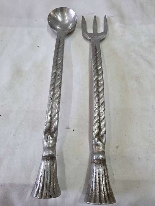 PEWTER LADLE AND FORK