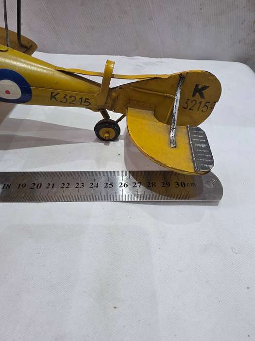 BRITISH K3215 BI-PLANE BRITISH WW1 MILITARY YELLOW METAL AIRPLANE