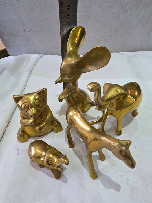 5 PIECE SOLID BRASS COLLECTABLES