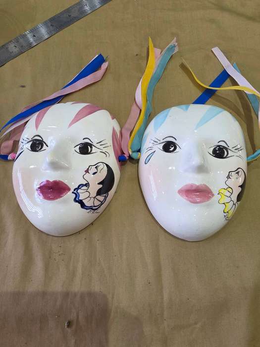 SET OF TWO VINTAGE PORCELAIN MASKS