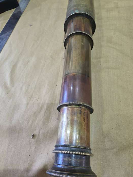 THE LORD BURY BRASS TELESCOPE (19TH CENTURY) WITH LEATHER CASE-SEE MARKINGS