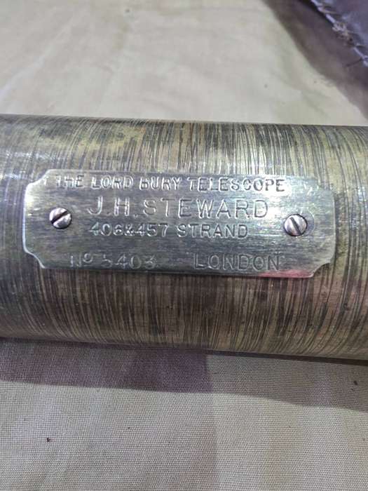 THE LORD BURY BRASS TELESCOPE (19TH CENTURY) WITH LEATHER CASE-SEE MARKINGS