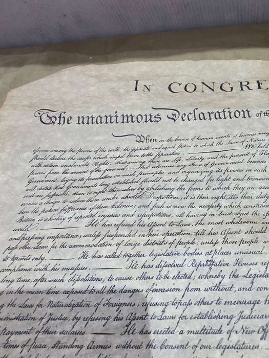 JULY4 1776 USA DECLARATION OF INDEPENDENCE WITH SIGNATURES-SEE DESCRIPTION S