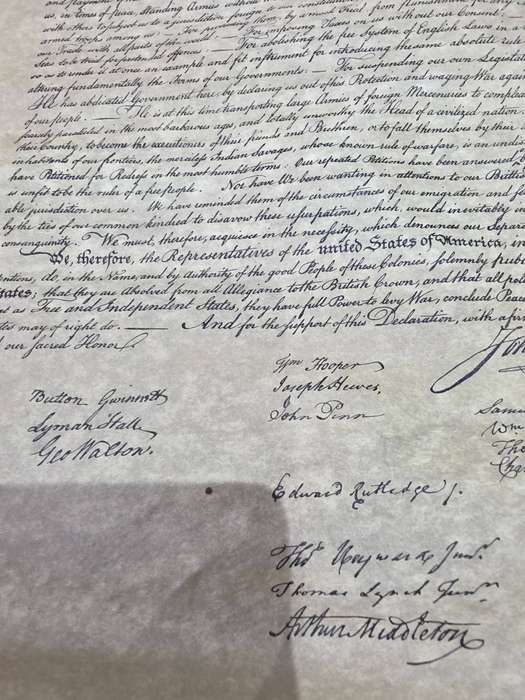 JULY4 1776 USA DECLARATION OF INDEPENDENCE WITH SIGNATURES-SEE DESCRIPTION S
