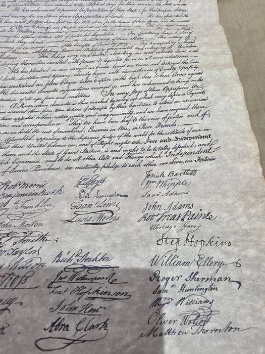 JULY4 1776 USA DECLARATION OF INDEPENDENCE WITH SIGNATURES-SEE DESCRIPTION S