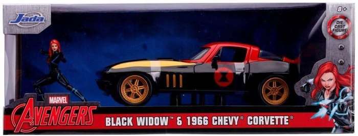 Jada 1:24 1966 Chevy Corvette with Black Widow Figurine