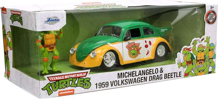 Jada 1:24 VW Beetle 1959 with Michelangelo Ninja Turtle