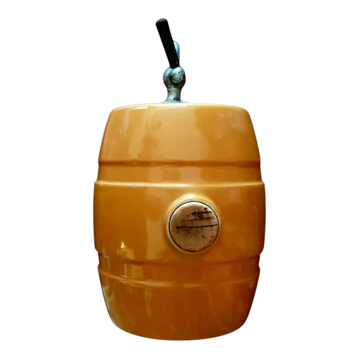 Royal Doulton Shakespearean Knights Ceramic Whisky Barrel on Stand (1900-1910) Antique