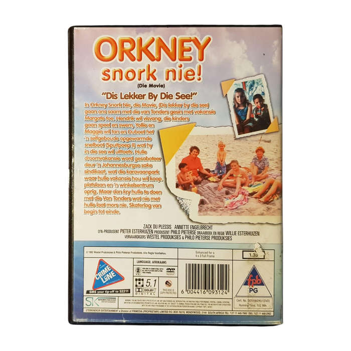 DVD  Orkney Snork Nie (Die Movie)  Preloved in Very Good Condition  Afrikaans Kultuskomedie