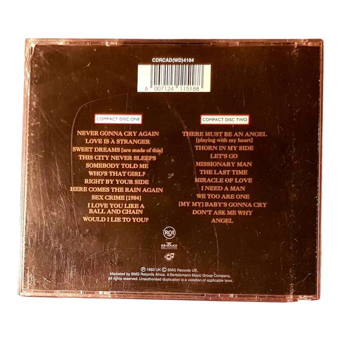 Eurythmics  Live 1983-1989 2 CD Set Very Good Condition Iconic Live Performances