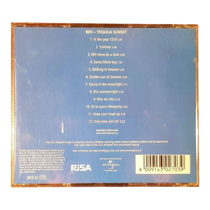 BZN - Tequila Sunrise CD Album | Pop Rock Music | Good Condition, South African Pressing