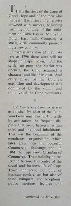 Men of Good Hope the Romantic Story of the Cape Town Chamber of Commerce