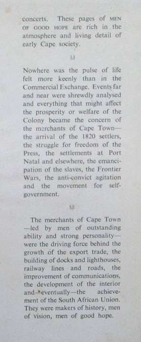 Men of Good Hope the Romantic Story of the Cape Town Chamber of Commerce