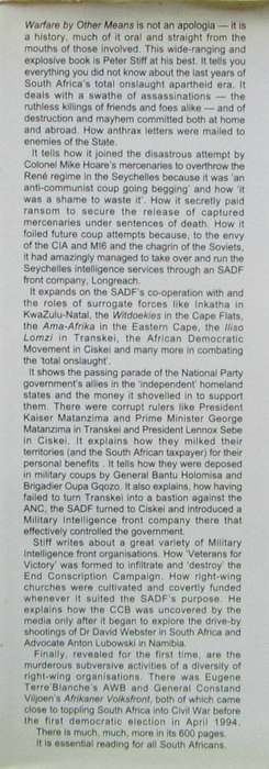 Warfare By Other Means South Africa in the 1980s and 1990s