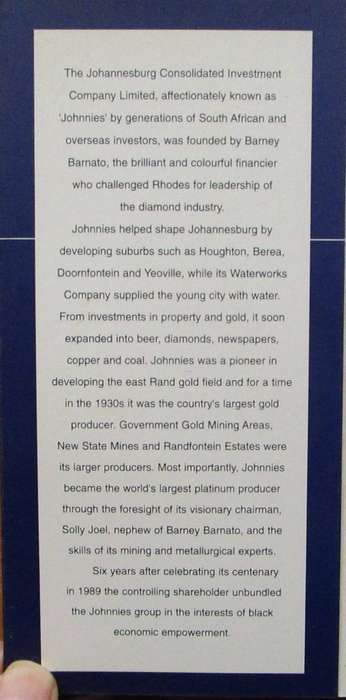 Development, Diamonds, Gold and Platinum the Story of the Johannesurg Consolidated Investment Compan