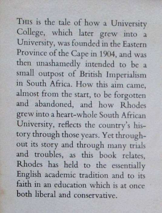 Rhodes University 1904-1970 a Chronicle