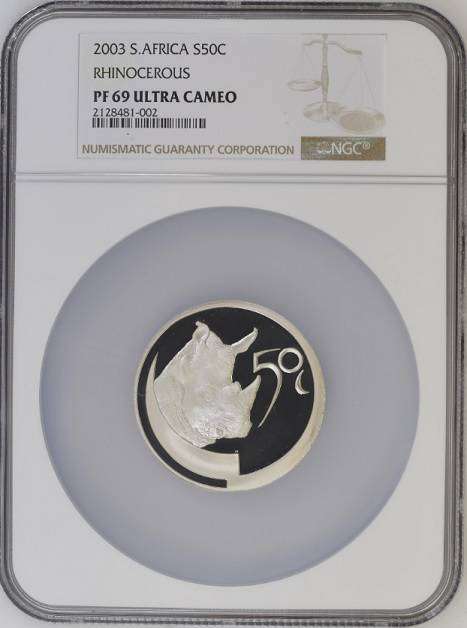 PF69 UC - 2003 Silver 50c - Rhino