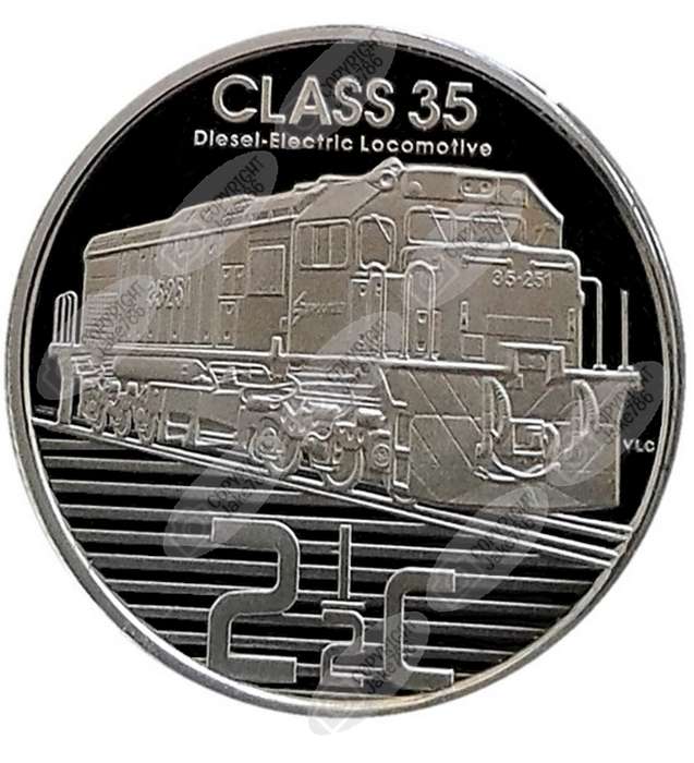 2013 Silver Proof 2½ c (Tickey) - Diesel Electric Train - with JHB mintmark