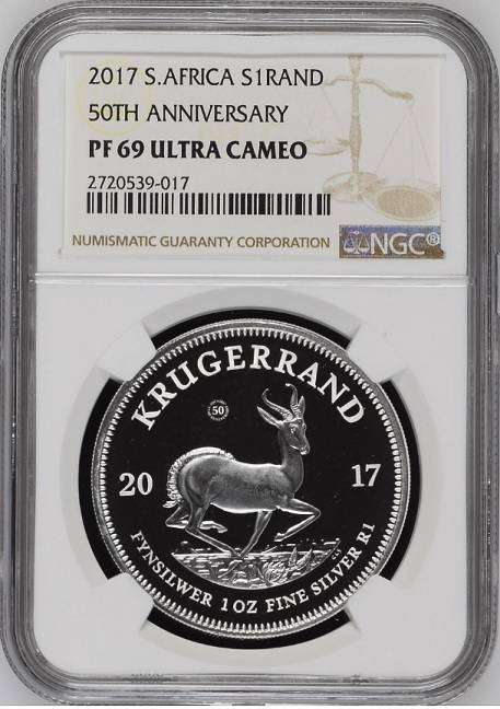 PF69 UC - 2017 Silver Proof 1oz Krugerrand - with 50 year privy mark