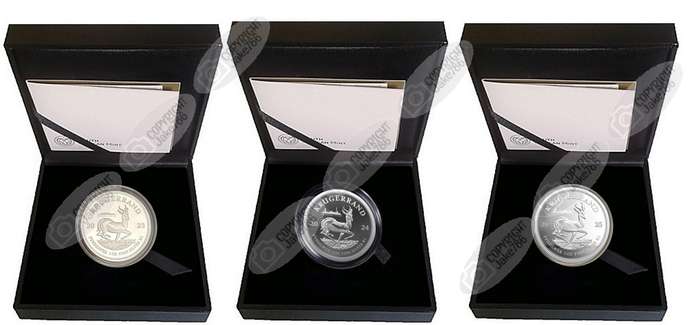 2023, 2024 & 2025 Silver Proof 1oz Krugerrands - with Cape Town & Johannesburg Coin Fair Privy Marks