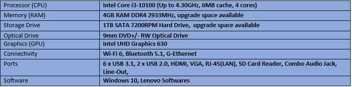 Lenovo IdeaCentre 3 - Intel Core i3 - 10th Generation Desktop