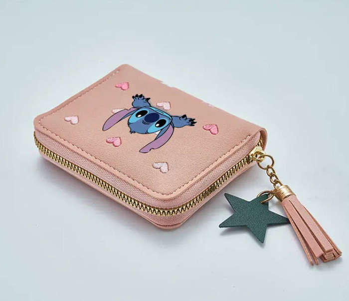 Stitch Heart Pattern Tassel Faux Leather Wallet