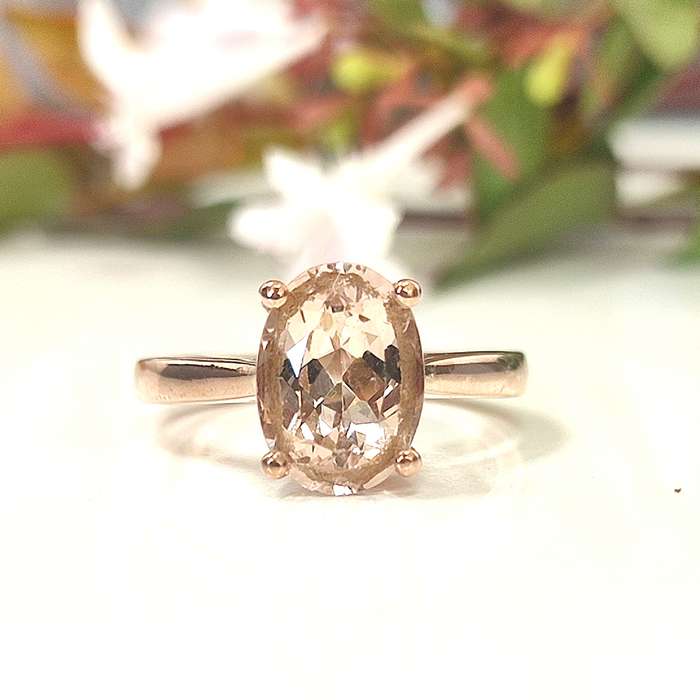 Rose Gold & Oval Morganite Ring #vc010