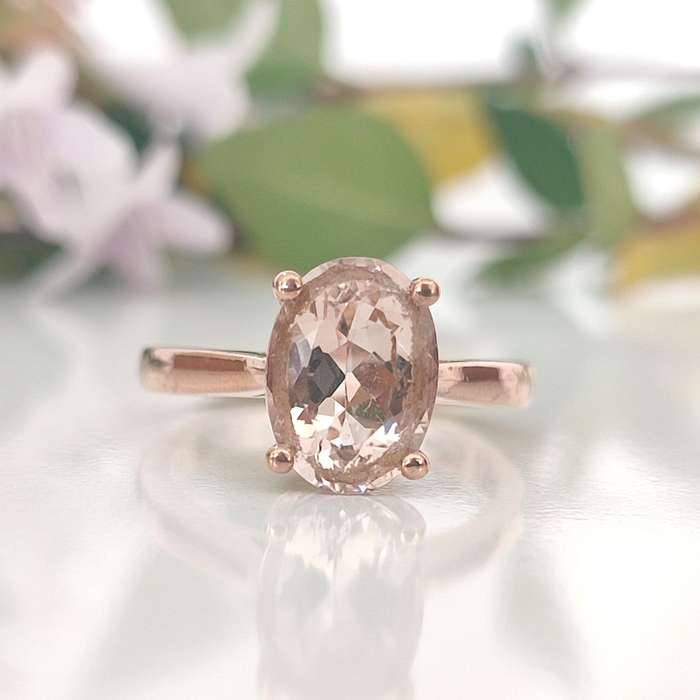 Rose Gold & Oval Morganite Ring #vc010
