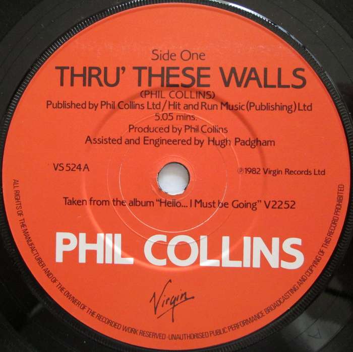 PHIL COLLINS - THRU THESE WALLS / DO YOU KNOW, DO YOU CARE (7 SINGLE/VINYL)