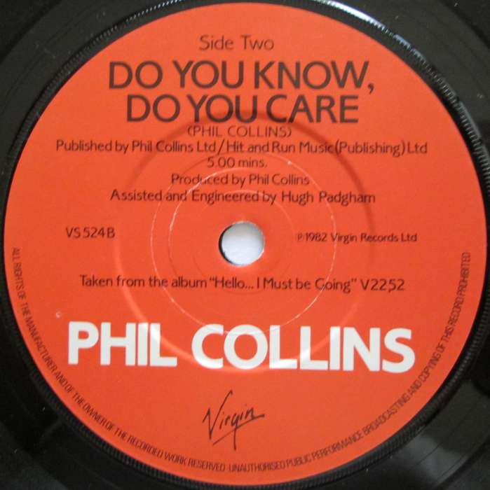 PHIL COLLINS - THRU THESE WALLS / DO YOU KNOW, DO YOU CARE (7 SINGLE/VINYL)