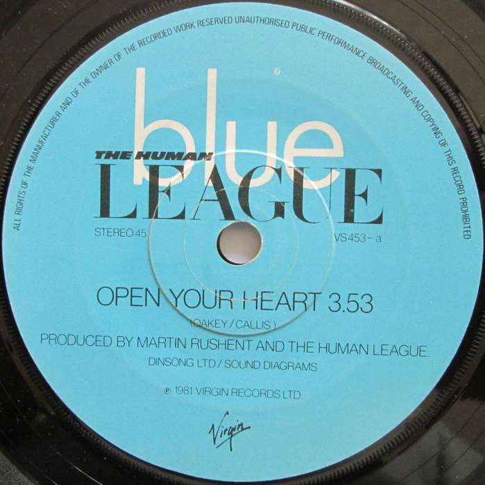 THE HUMAN LEAGUE - OPEN YOUR HEART / NON-STOP  (7 SINGLE/VINYL)