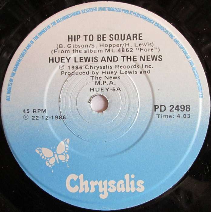 HUEY LEWIS - HIP TO BE SQUARE / SOME OF MY LIES ARE TRUE (7 SINGLE/VINYL)
