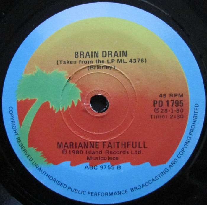 MARIANNE FAITHFULL - THE BALLAD OF LUCY JORDAN / BRAIN DRAIN (7 SINGLE/VINYL)