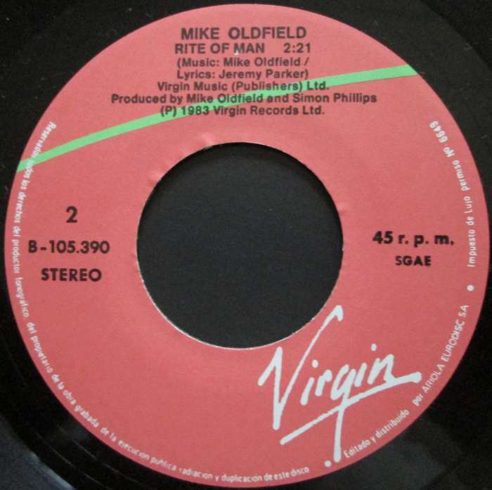 MIKE OLDFIELD - MOONLIGHT SHADOW / RITE OF MAN (7 SINGLE/VINYL)