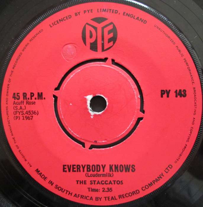 THE STACCATOS - SPICKS AND SPECKS / EVERYBODY KNOWS  (7 SINGLE/VINYL)