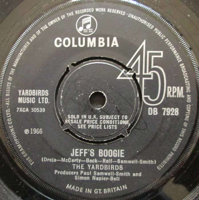 THE YARDBIRDS - OVER UNDER SIDEWAYS DOWN / JEFFS BOOGIE  (7" SINGLE/VINYL)