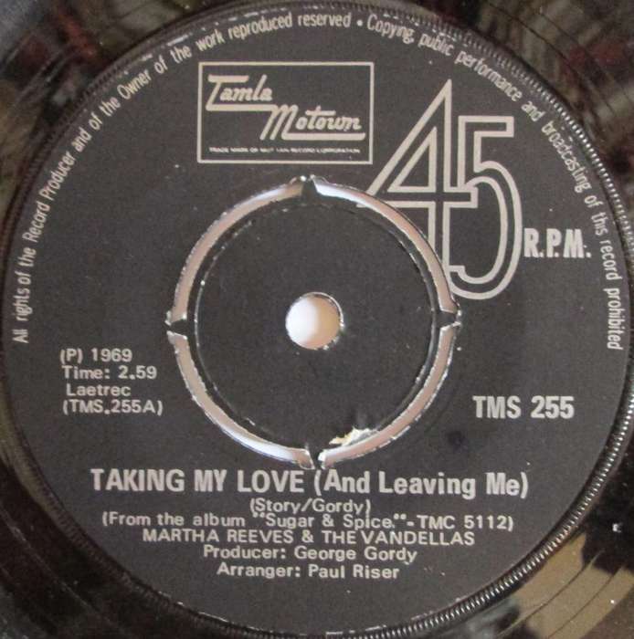 MARTHA REEVES & THE VANDELLAS - TAKING MY LOVE / HEARTLESS (7 SINGLE/VINYL)