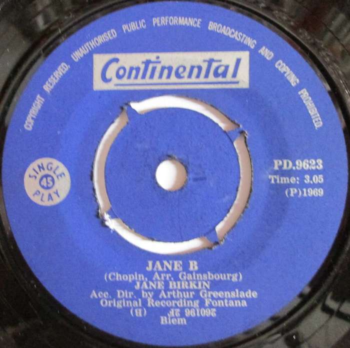 JANE BIRKIN  - JE TAIMEMOIS NON PLUS / JANE B  (7 INCH SINGLE/VINYL)