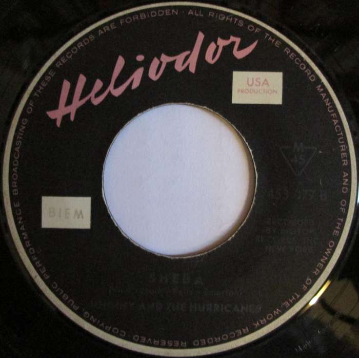 JOHNNY AND THE HURRICANES - DOWN YONDER / SHEBA  (7 INCH SINGLE/VINYL)