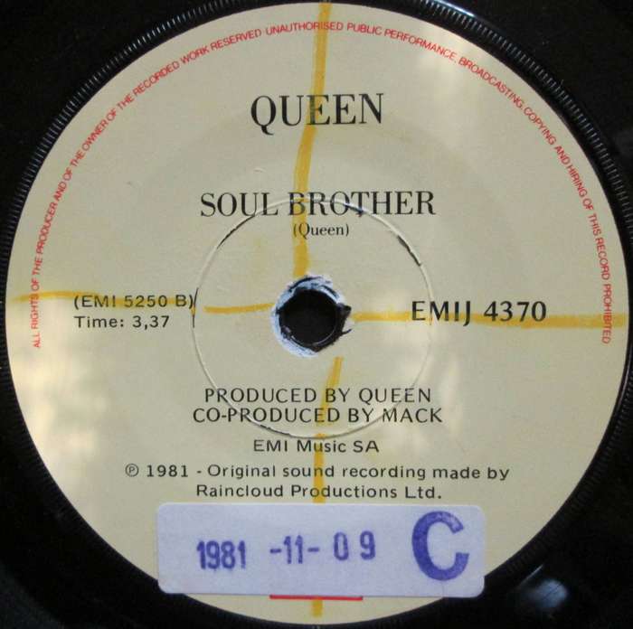 QUEEN & DAVID BOWIE - UNDER PRESSURE / SOUL BROTHER  (7 INCH SINGLE/VINYL)