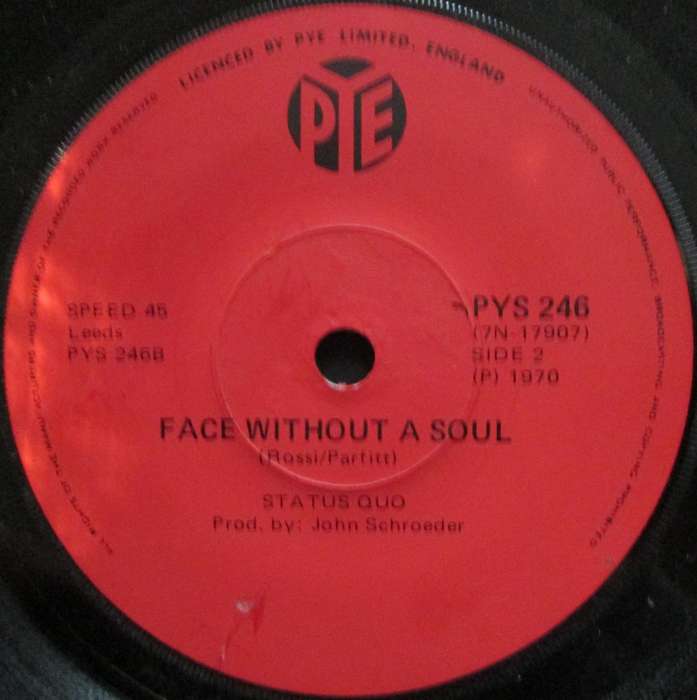 STATUS QUO - DOWN THE DUSTPIPE / FACE WITHOUT A SOUL  (7 INCH SINGLE/VINYL)