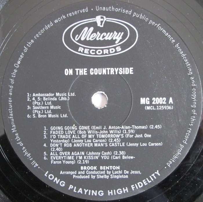 BROOK BENTON - ON THE COUNTRYSIDE (LP/VINYL)