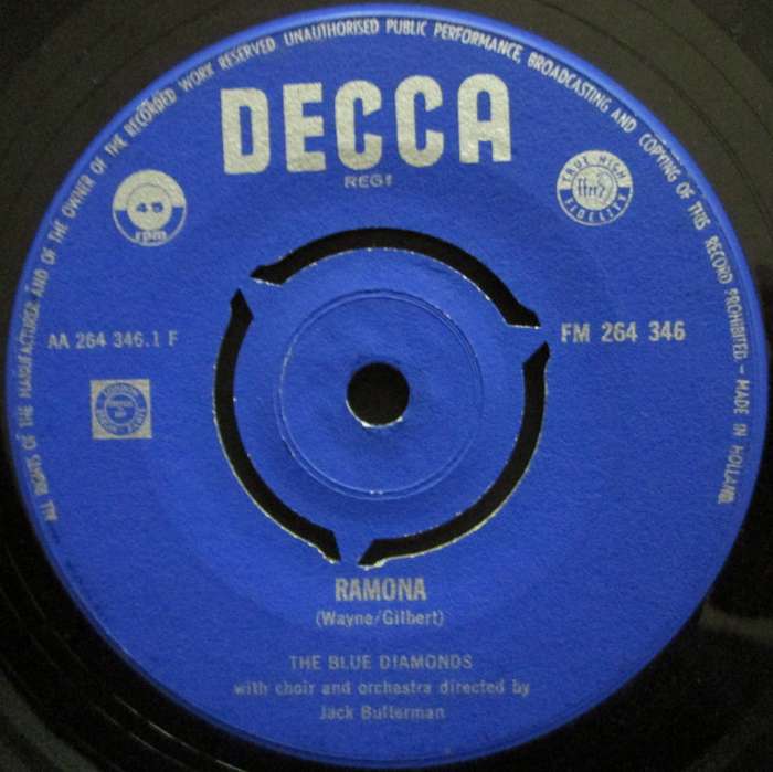 THE BLUE DIAMONDS - RAMONA / ALL OF ME  (7 INCH SINGLE/VINYL)