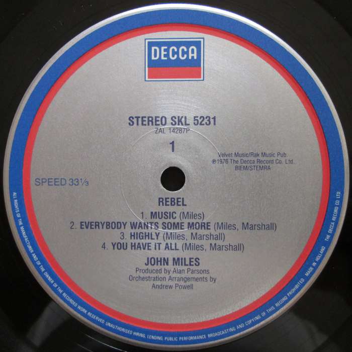 JOHN MILES - REBEL (LP/VINYL)