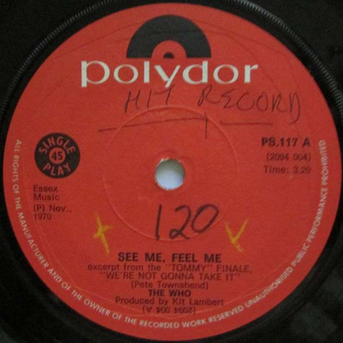 THE WHO - SEE ME FEEL ME / OVERTURE TO TOMMY  (7 SINGLE/VINYL)