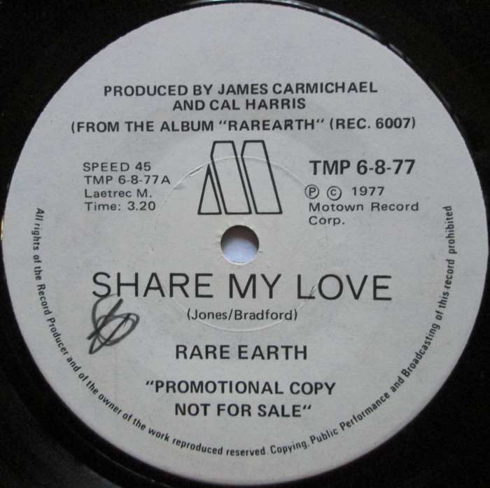 RARE EARTH - SHARE MY LOVE  (7 SINGLE/VINYL)