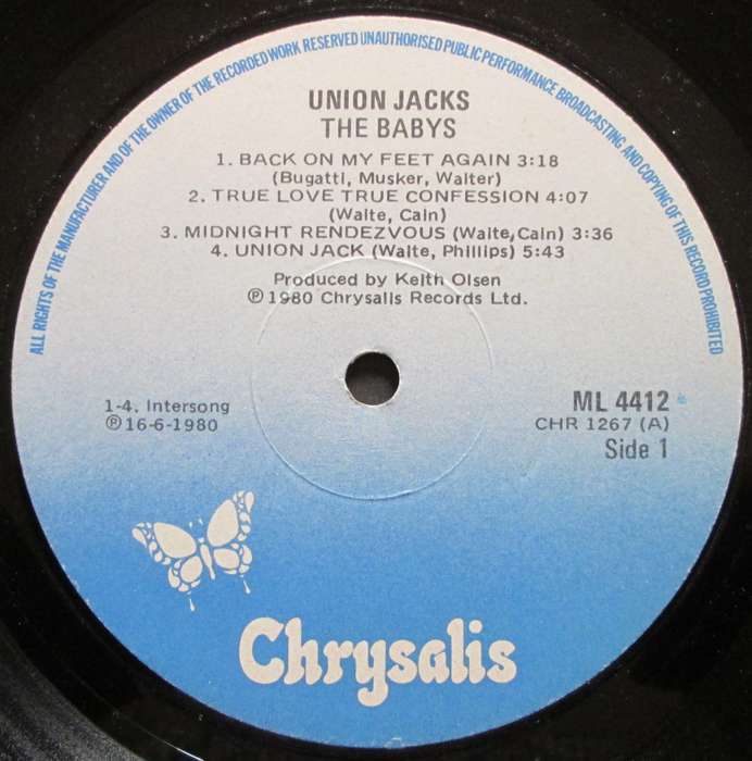 THE BABYS - UNION JACKS  (LP/VINYL)
