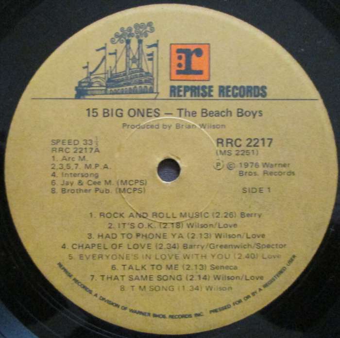THE BEACH BOYS - 15 BIG ONES   (LP/VINYL)