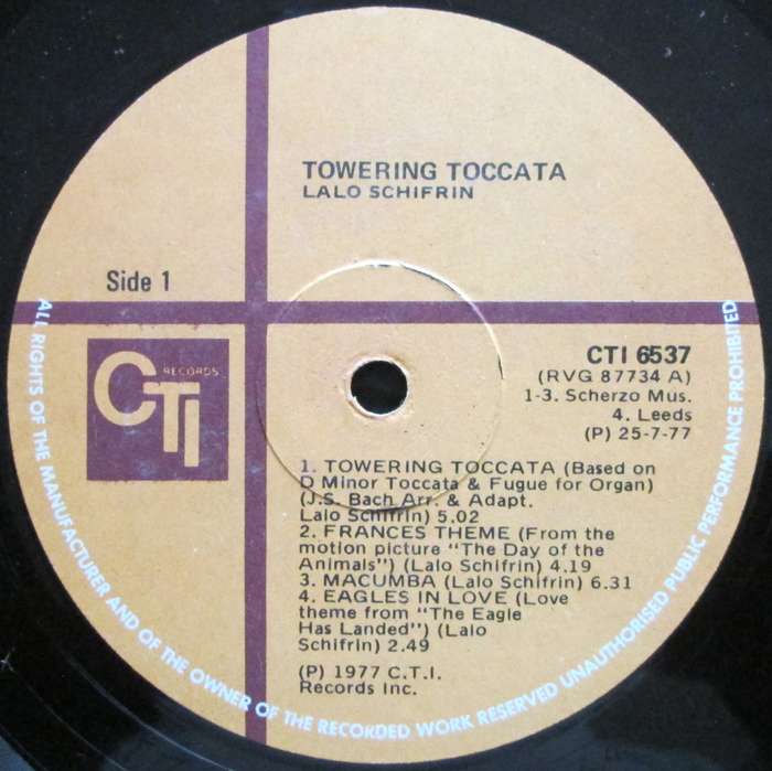 LALO SCHIFRIN - TOWERING TOCCATA (LP/VINYL)