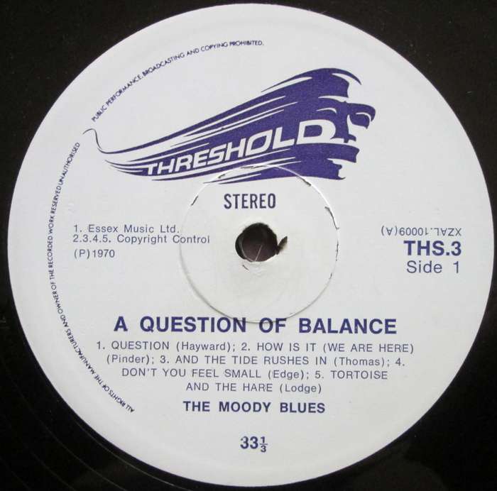 THE MOODY BLUES - A QUESTION OF BALANCE  (LP/VINYL)